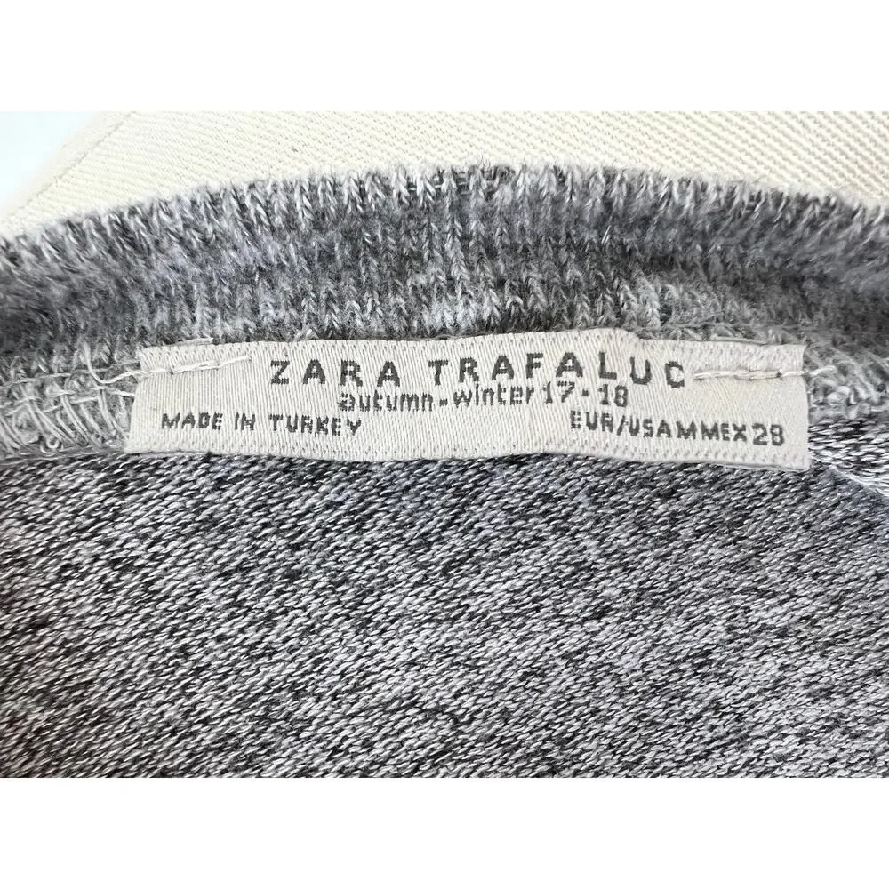 ZARA Trafaluc Gray Pearl Beaded 3/4 Sleeve Crew Neck Pullover Sweater Medium M